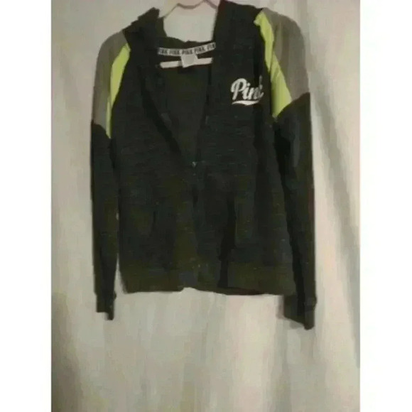 Victoria's Secret PINK Lightweight Sweatshirt Neo Green and Gray - Picture 1 of 2